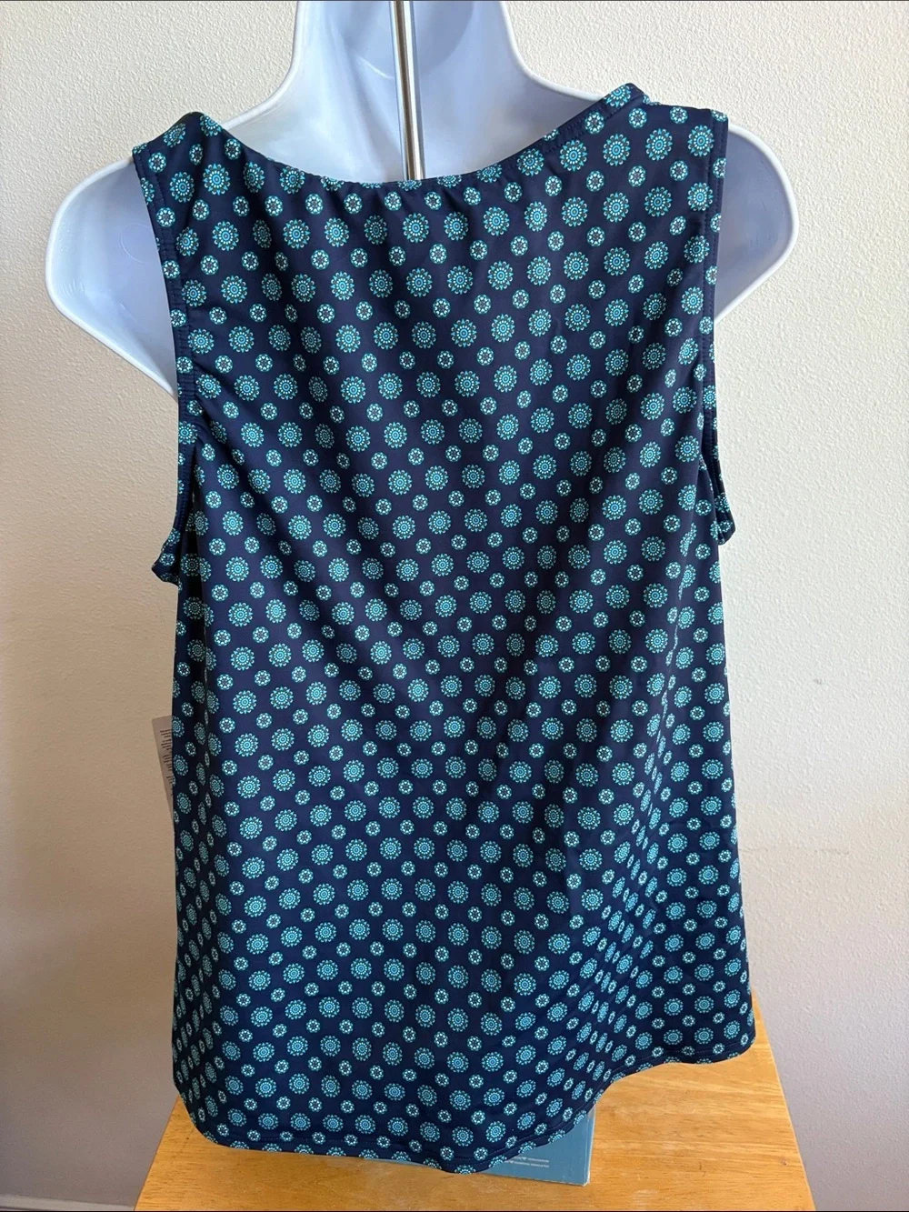 Lands' End NWT Navy Tankini with Teal Dot Medallion Print Size 18